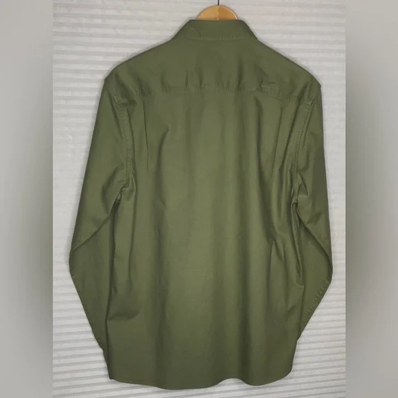 LL Bean BeanFlex® Twill Shirt, Traditional Untucked Fit, Long-Sleeve S REG Green - Picture 6 of 12